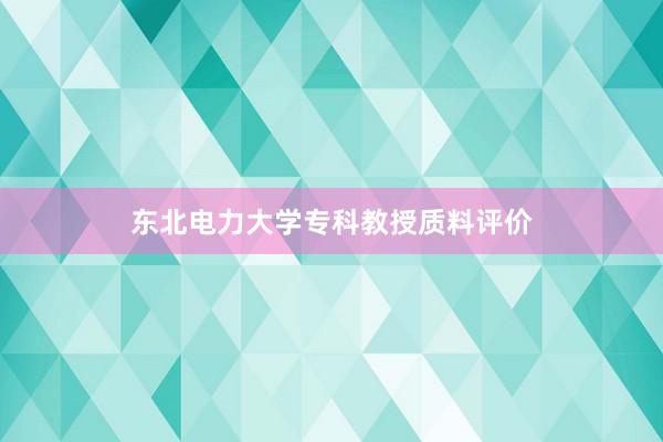 东北电力大学专科教授质料评价