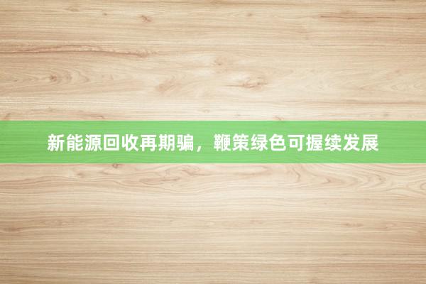 新能源回收再期骗，鞭策绿色可握续发展